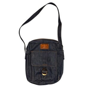Vintage 60s 70s Levi Strauss Co Denim Crossbody Messenger Bag Dark Indigo Buckle